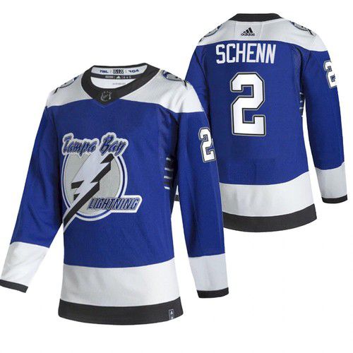 Men Tampa Bay Lightning #2 Schenn Blue NHL 2021 Reverse Retro jersey